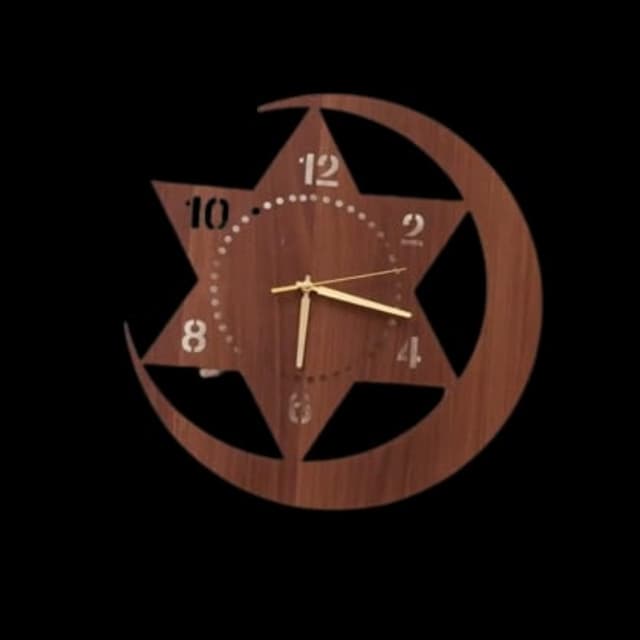 Moon Star wooden wall clock decoration piece